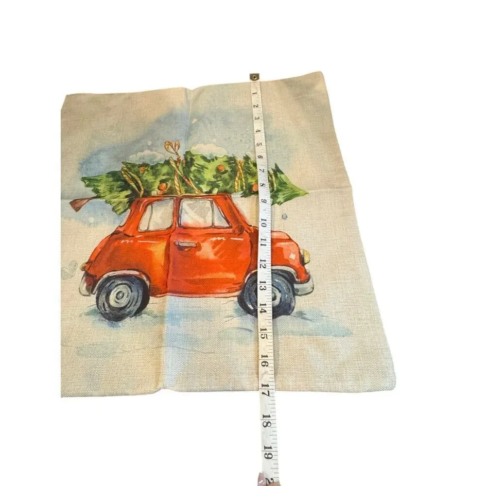 Christmas Car Throw Pillow Cover – 17x17 - New